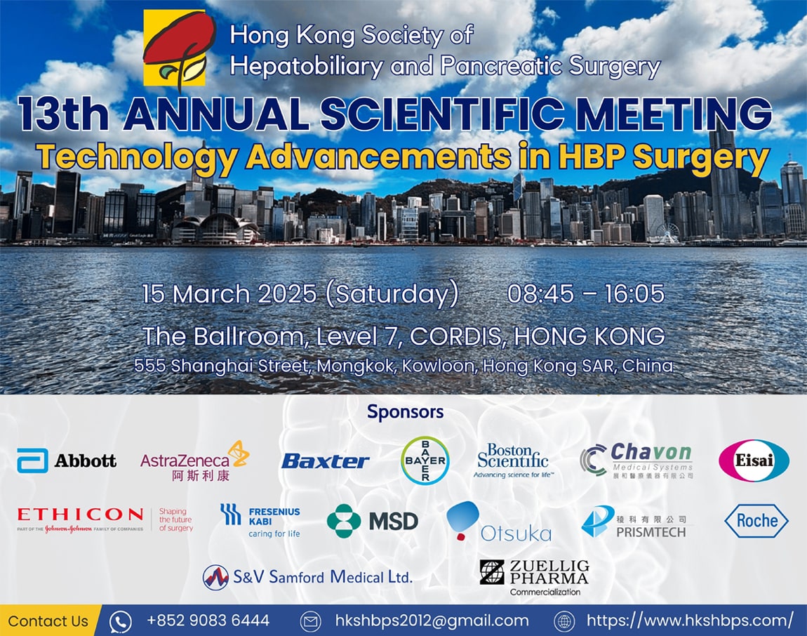 13th Annual Scientific Meeting of Hong Kong Society of Hepatobiliary and Pancreatic Surgery (HKSHBPS)